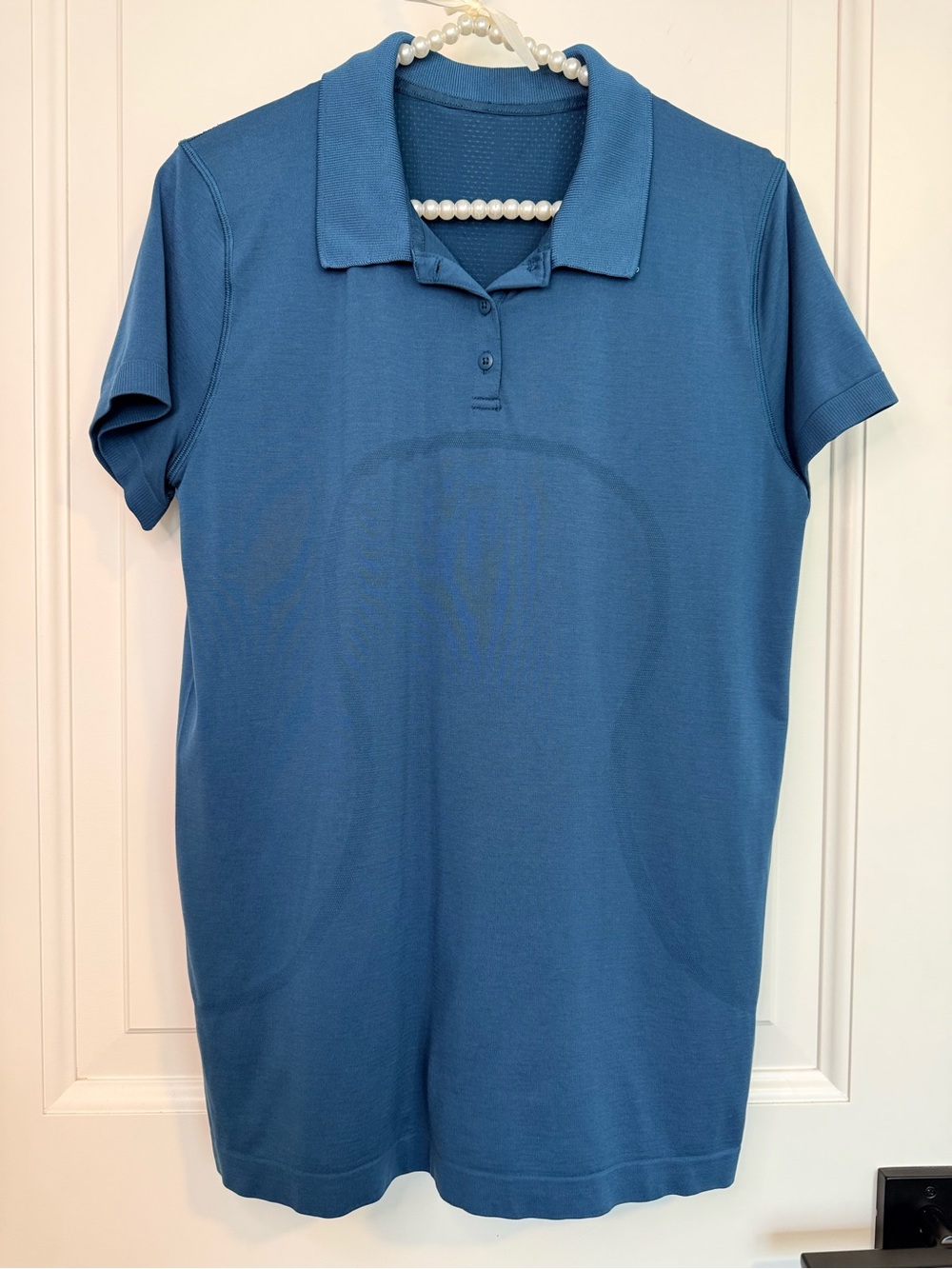 Lululemon Blue Women's Short-Sleeve Polo Top size 10 Golf Tennis